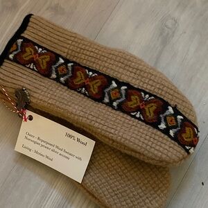 Wool Mittens made from felted wool an Norwegian sweater braid